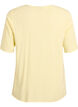 Vevet bluse med korte ermer og rund hals, Gul, Packshot image number 1