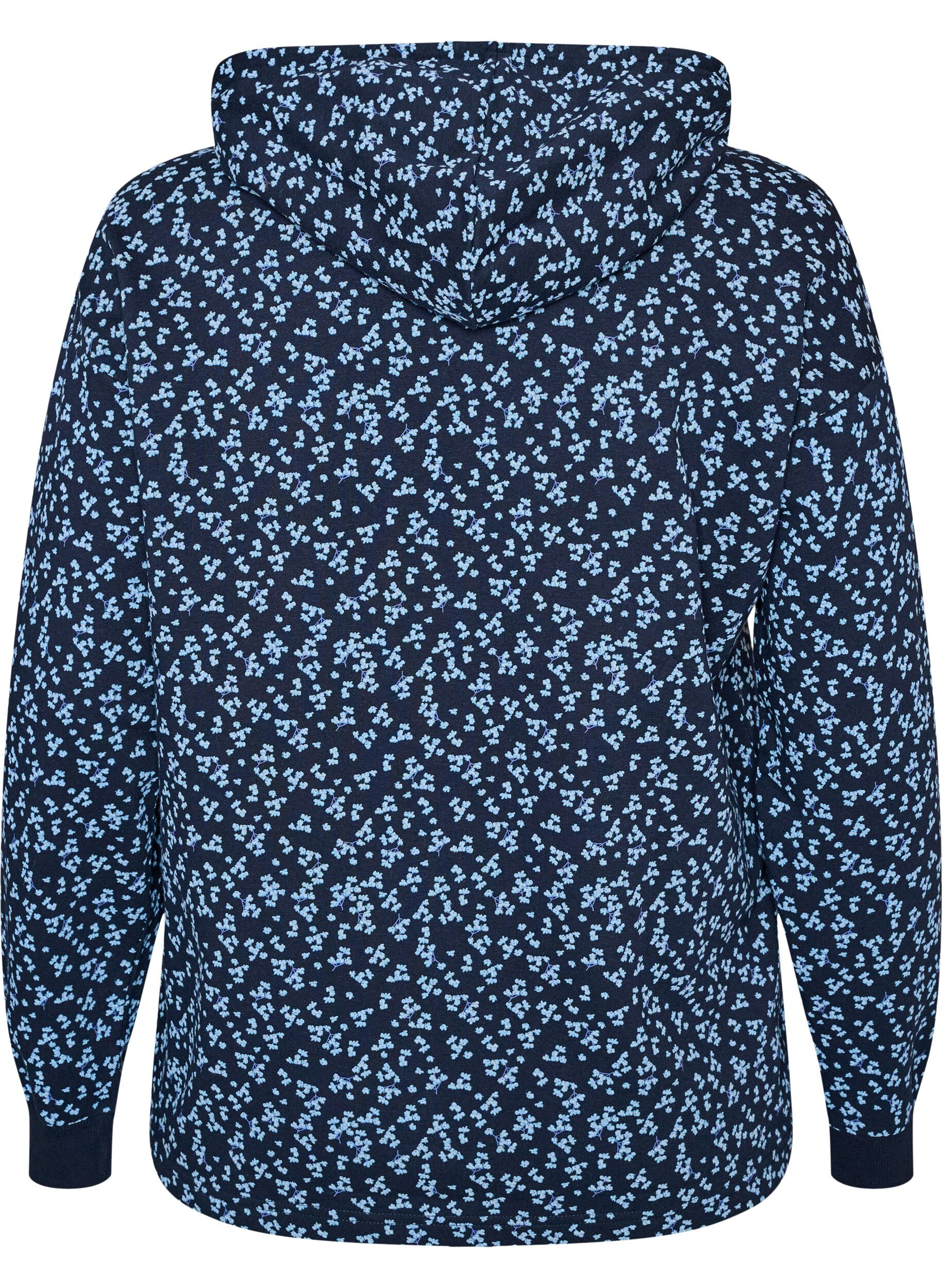 ZizziHettegenser med trykk over hele plagget, Bl&aring;, Packshot image number 1