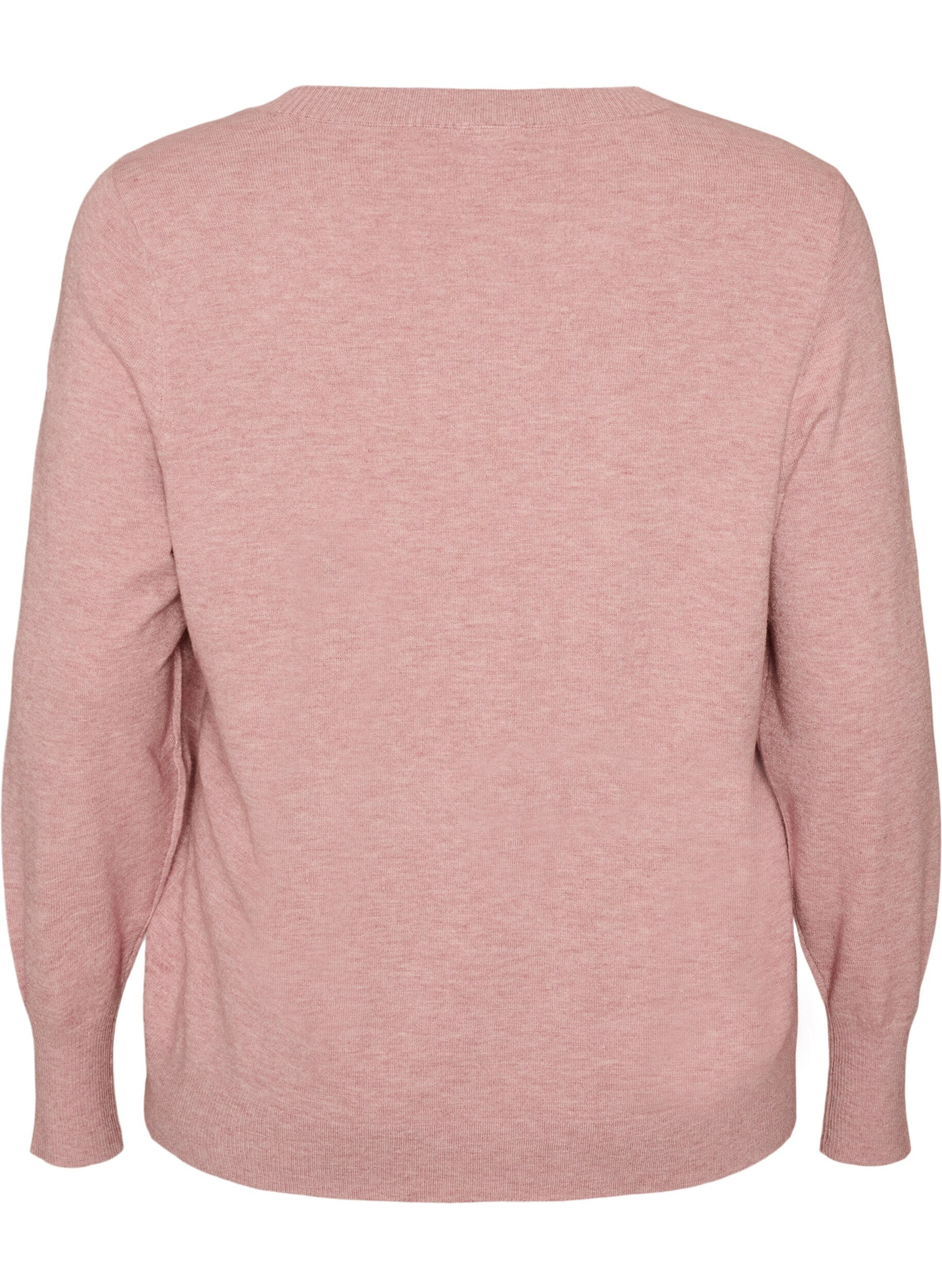 ZizziStrikkebluse med rund hals, Rosa, Packshot image number 1