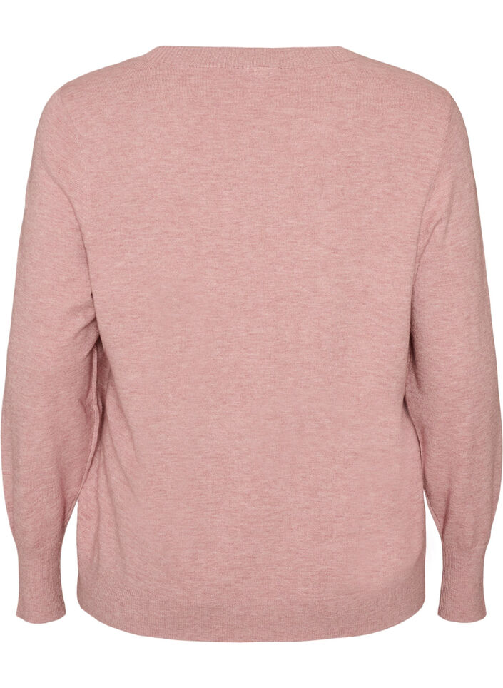 Strikkebluse med rund hals, Rosa, Packshot image number 1