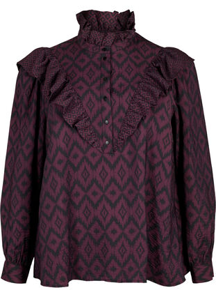 Skjorte bluse i viskose, Winetasting w. Black, Packshot image number 0