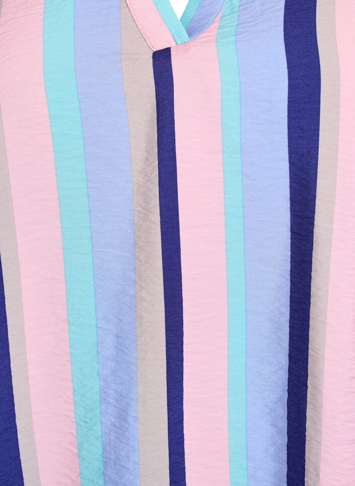Stripete bluse i viskose med korte ermer, Pastel Stripe, Packshot