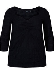 Stramtsittende bluse med rynke-detaljer, Black