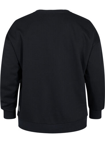 Genser med sporty trykk , Black, Packshot image number 1