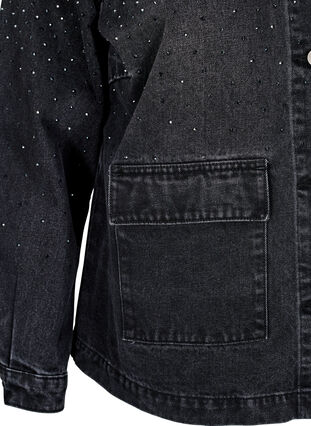 Zizzi Denimjakke med rhinesteiner og store frontlommer, Grey Denim, Packshot image number 3