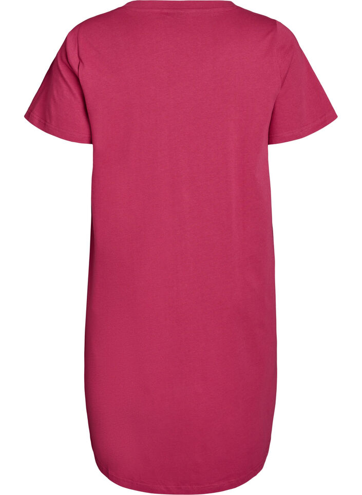 Nattkjole i &oslash;kologisk bomull med V-hals, R&oslash;d, Packshot image number 1