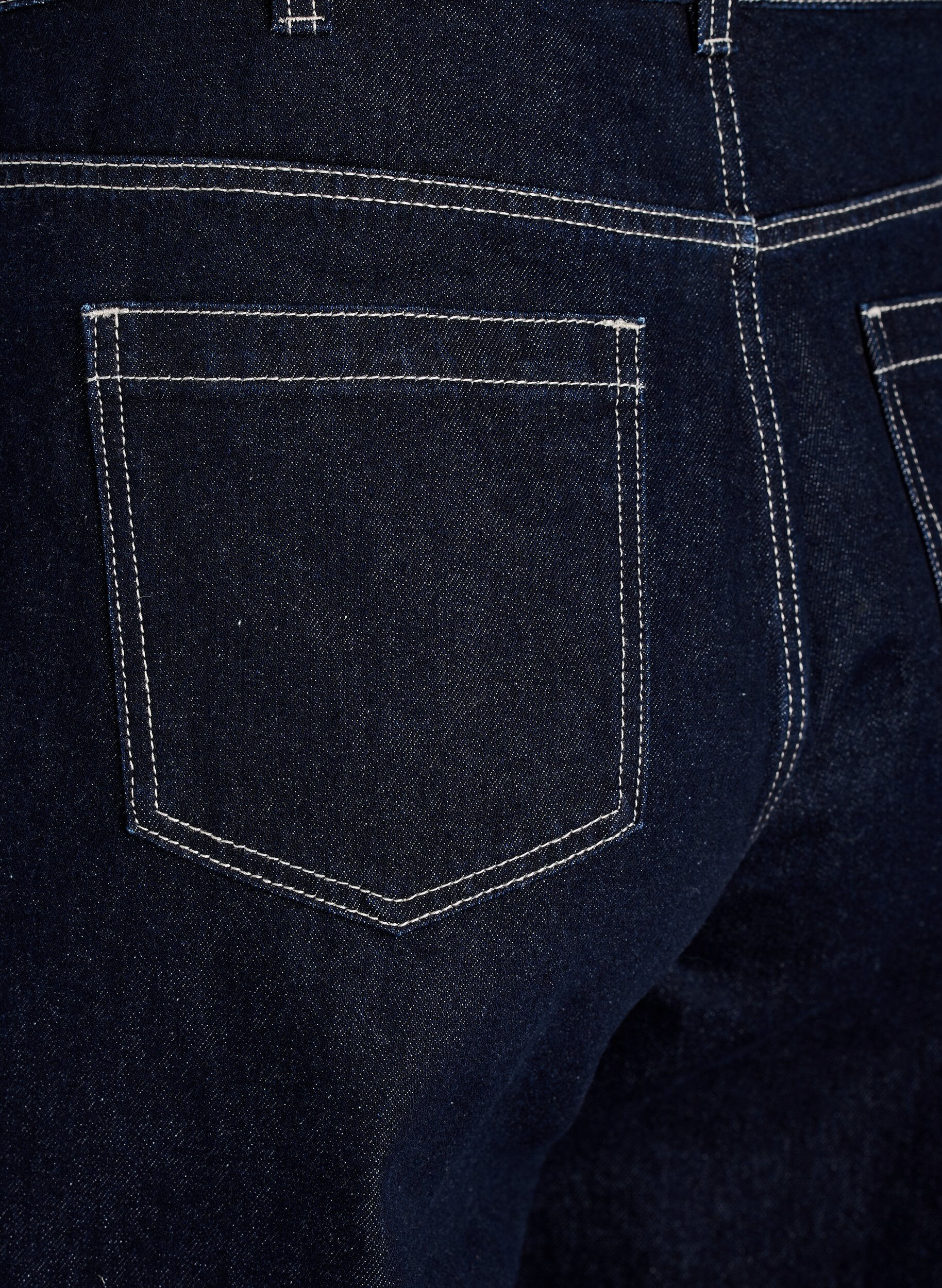 ZizziWide fit jeans med brede oppbrett og kontrasts&oslash;m, Bl&aring;, Packshot image number 3
