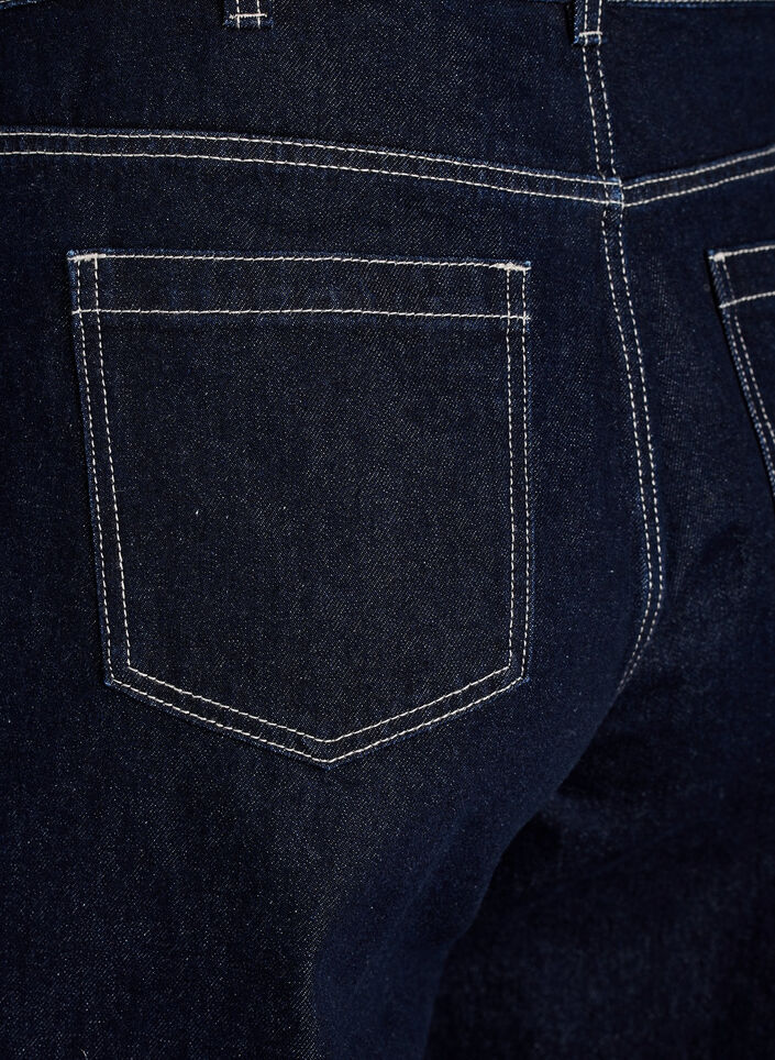 Wide fit jeans med brede oppbrett og kontrasts&oslash;m, Bl&aring;, Packshot image number 3