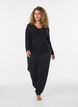Viskose bluse med blonder og V-hals, Svart, Model image number 1