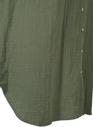 Lang bomullsskjorte med en klassisk krage, Thyme, Packshot image number 3