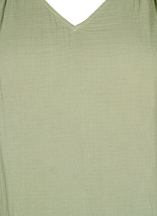 Zizzi Ermeløs topp i bomullsmusselin med volanger, Grønn, Packshot image number 2