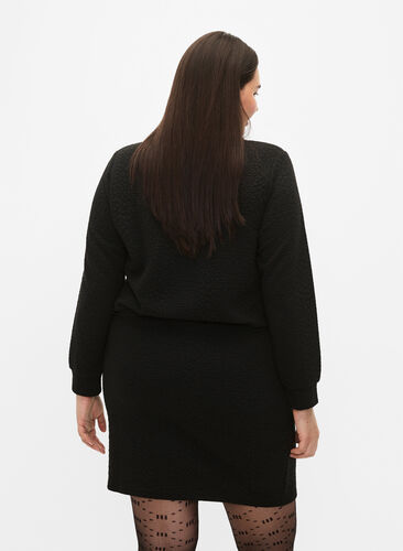 Kort skjørt med tekstur, Black, Model image number 1