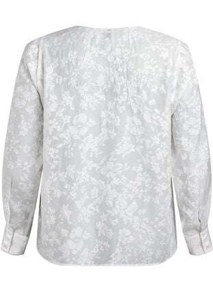 Zizzi Skjorte med tone-i-tone-mønster, Off White, Packshot image number 1