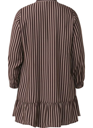 Zizzi Kort, stripete kjole med volangdetaljer, Hot Fudge Stripe AOP, Packshot image number 1
