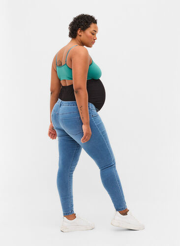 Jeggings til gravide i en bomullsmiks, Light blue denim, Model image number 1