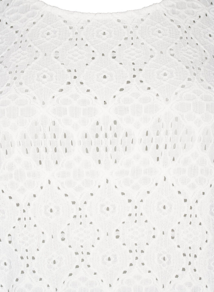 Kortermet bluse med blondemønster, Bright White, Packshot image number 2