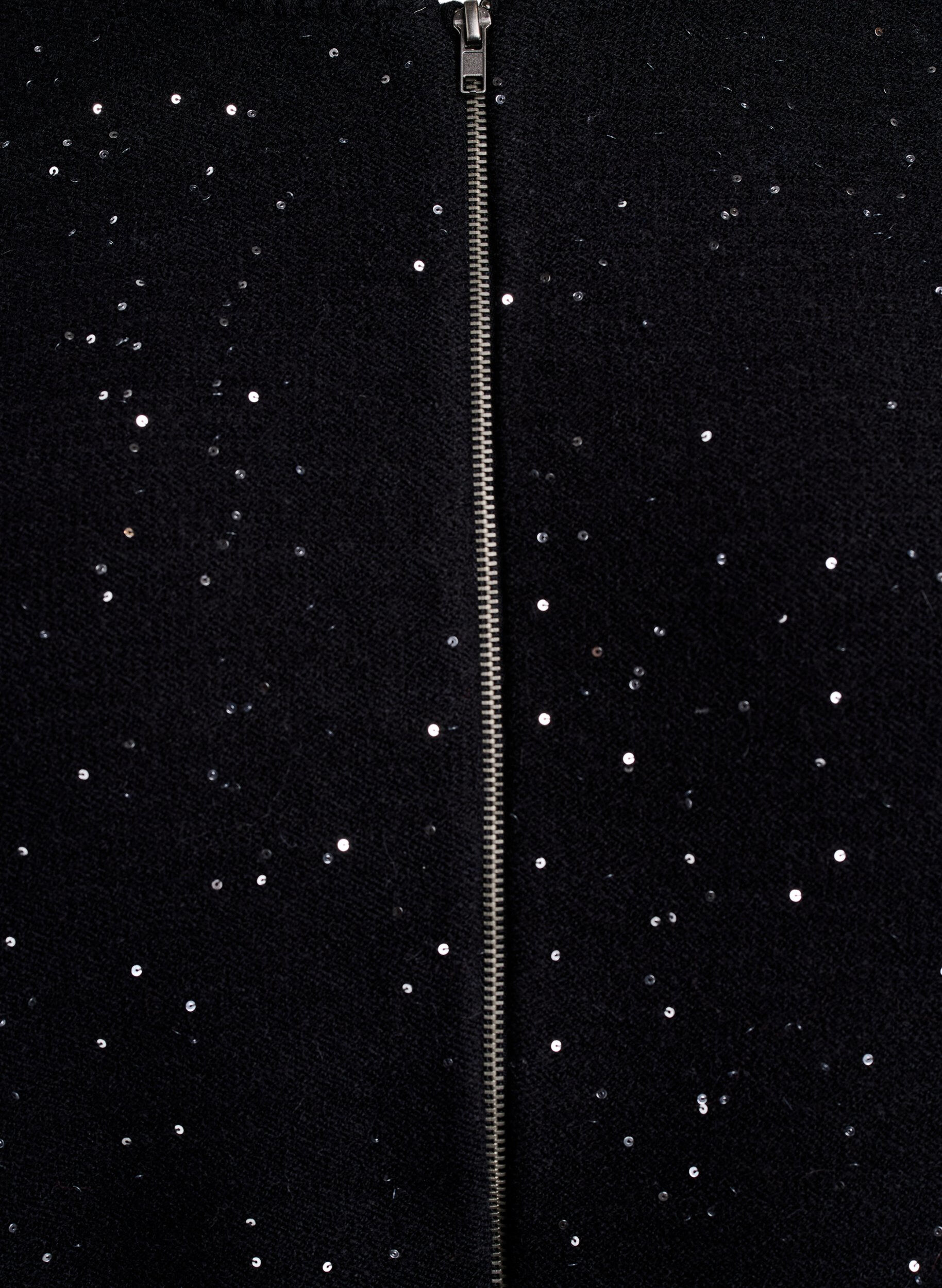 Zizzi Cardigan med glidel&aring;s og paljetter, Svart, Packshot image number 2