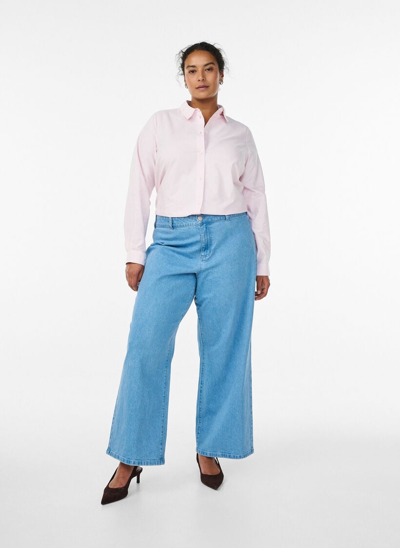 Langermet bomullsskjorte, Rosa, Model image number 1