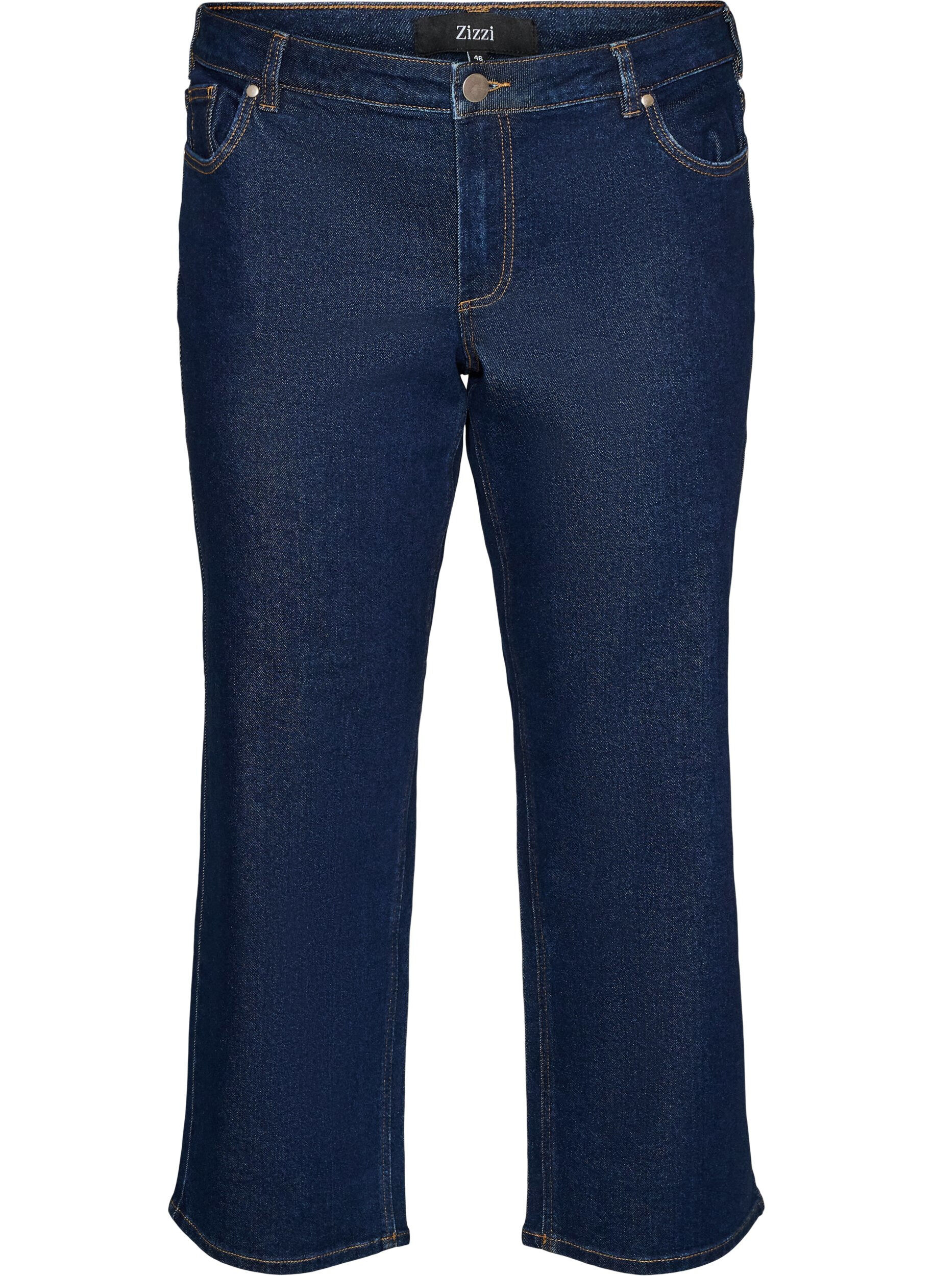 Cropped jeans med straight fit og normal midje