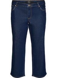 Cropped jeans med straight fit og normal midje, Bl&aring;