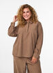 Langermet skjortebluse i cordfløyel, Brun, Model image number 0