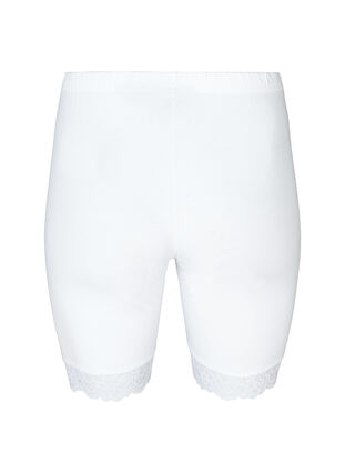 Sykkelshorts med blondekant, Bright White, Packshot image number 1