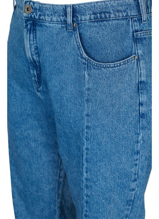 Cropped Mille mom jeans med colorblock, Blue denim, Packshot image number 2