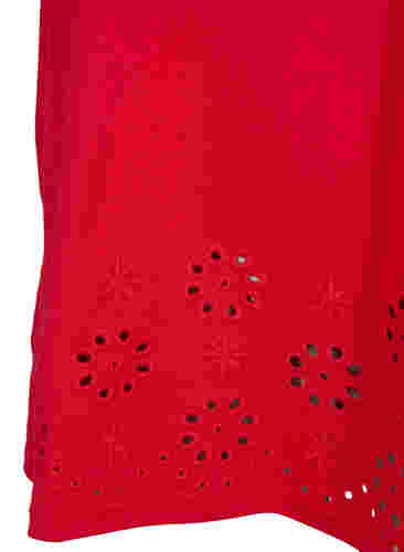 T-skjorte i bomull med broderi anglaise, Tango Red, Packshot image number 3