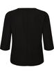 Bluse med asymmetrisk drapering og 3/4-ermer, Svart, Packshot image number 1