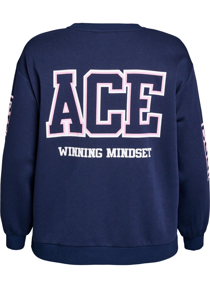 Genser med statement-trykk på ermene og ryggen, Navy Blazer, Packshot