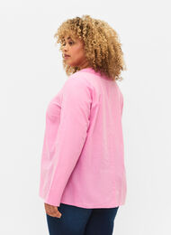 Bluse av bomull med heklede detaljer, Begonia Pink, Model