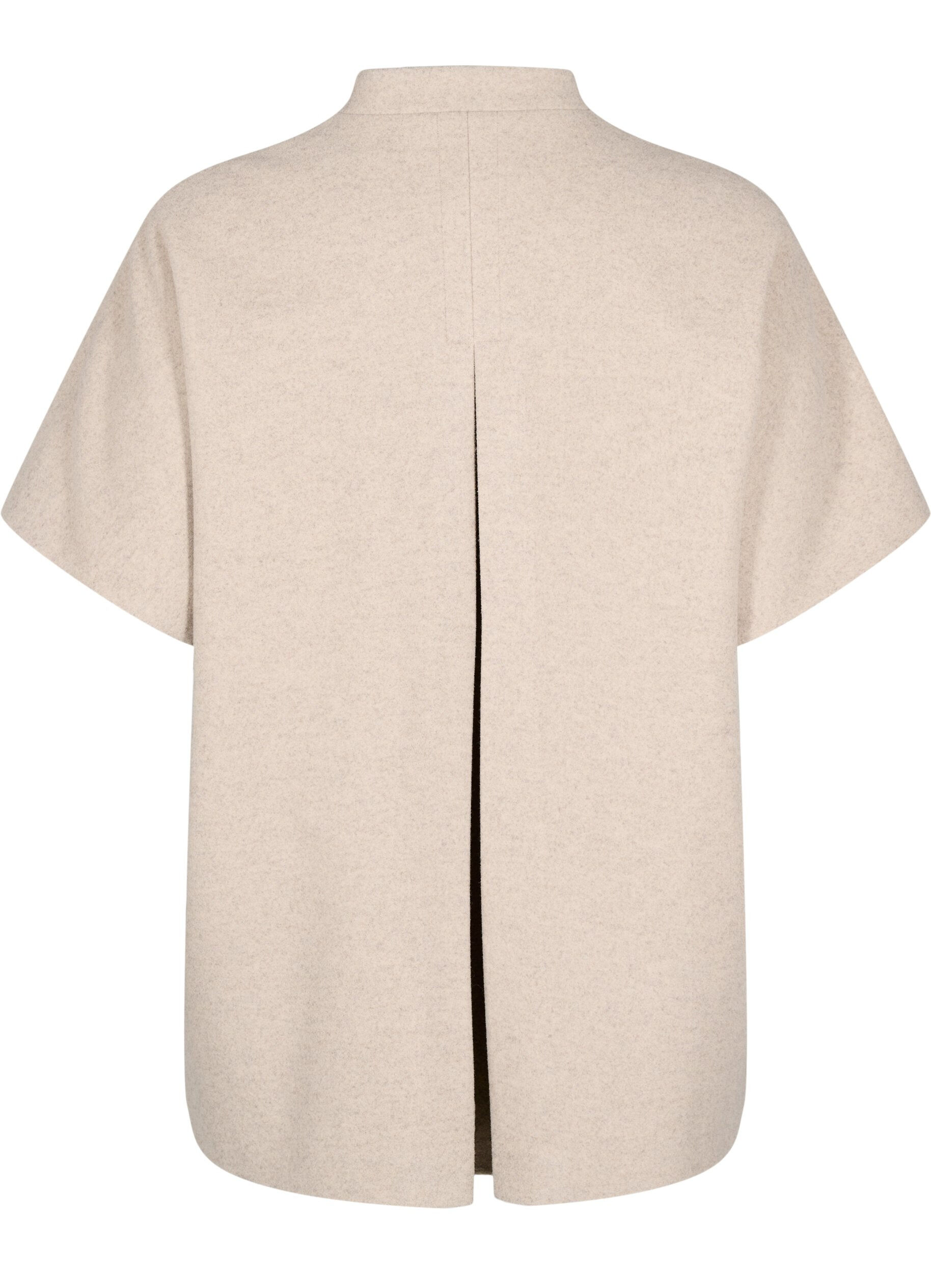 Zizzi Cape-jakke i ull-look med korte ermer, Simply Taupe Mel., Packshot image number 1