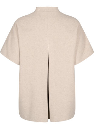 Zizzi Cape-jakke i ull-look med korte ermer, Simply Taupe Mel., Packshot image number 1