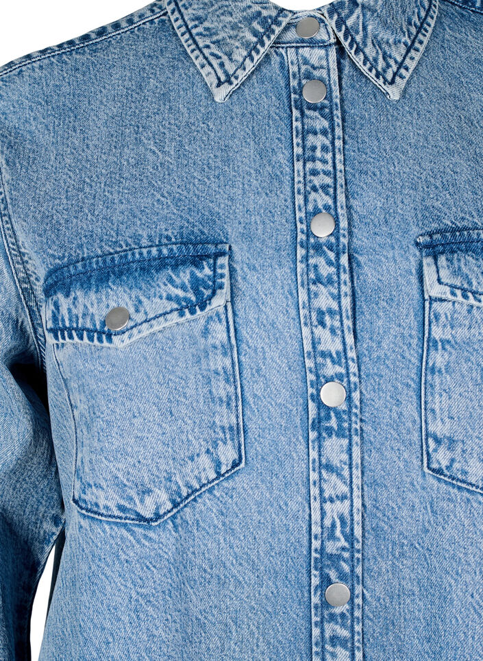 Denimskjorte med brystlommer, Blå, Packshot image number 2