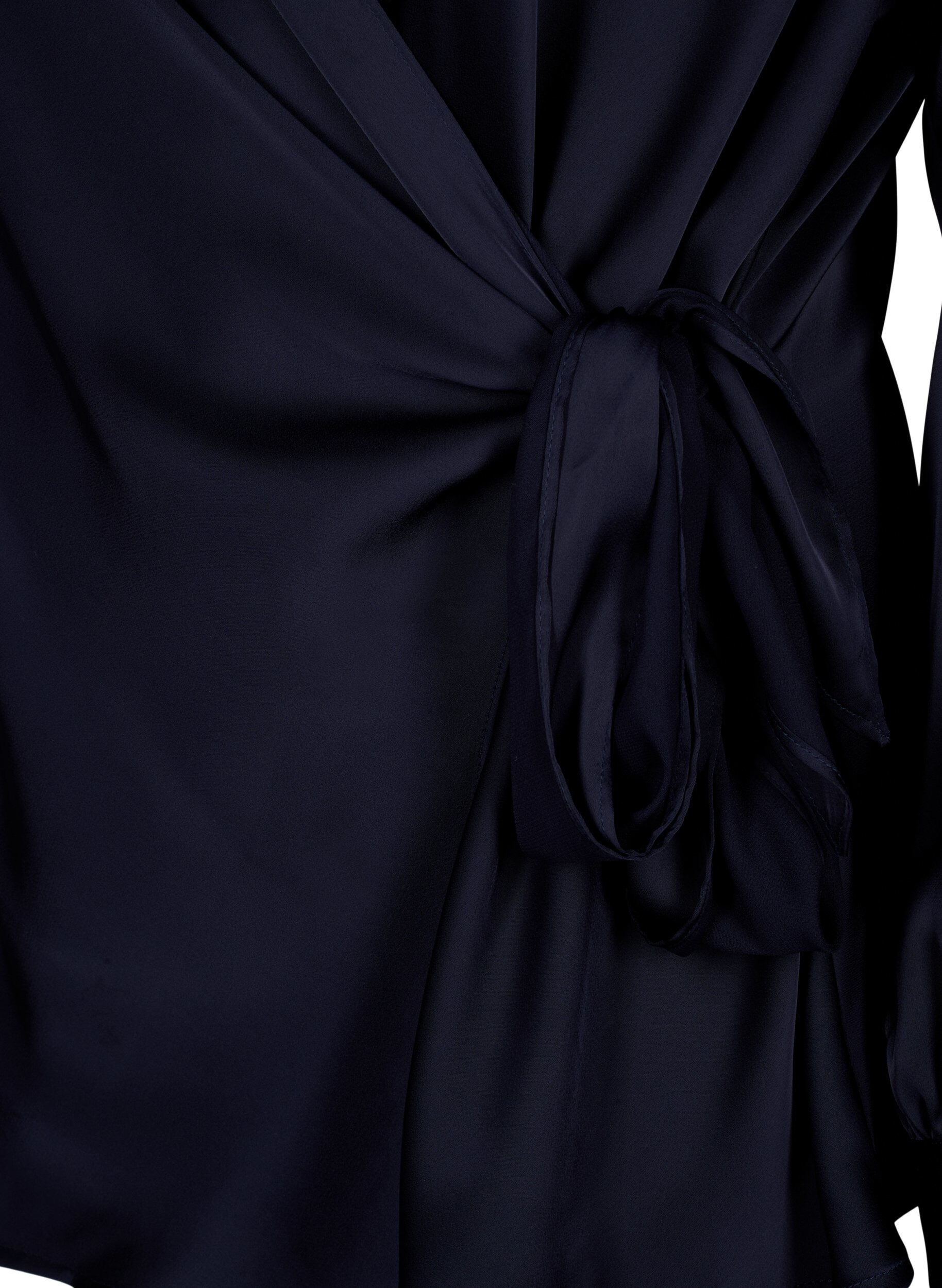 ZizziFestbluse i sateng med omslag, Night Sky, Packshot image number 3