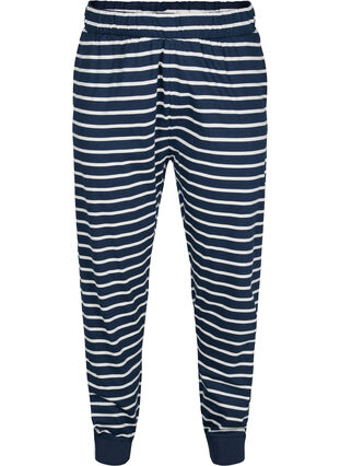 Stripete pysjamasbukser i bomull, Navy Blazer Stripe , Packshot image number 0