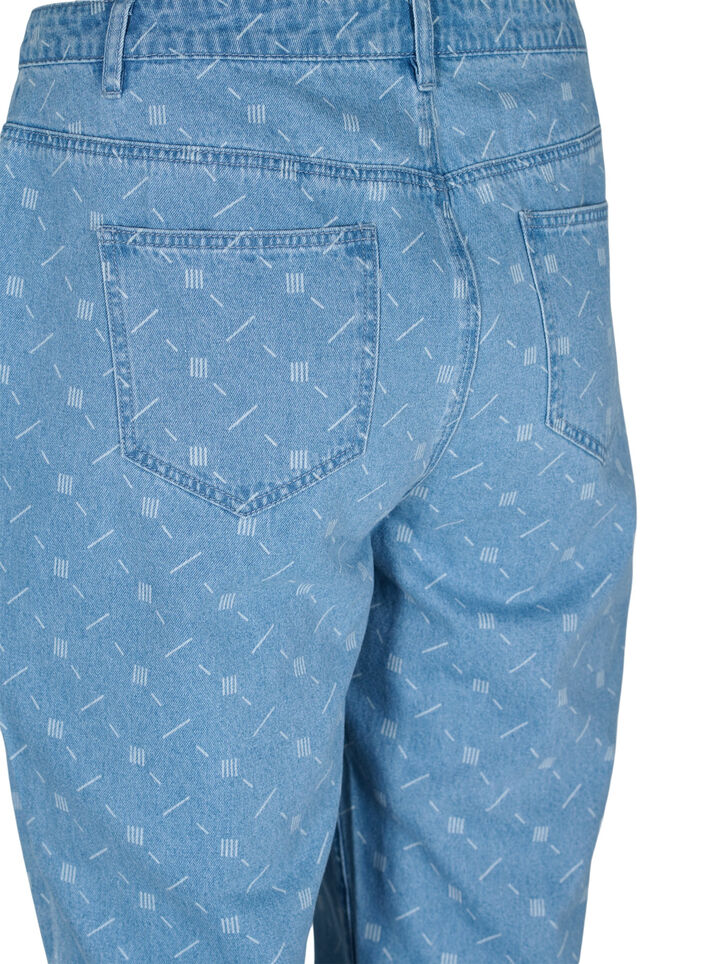 Mille mom fit jeans med mønster, Light blue denim, Packshot image number 3