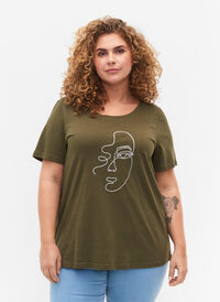 T-skjorte med glittermønster i bomull, Ivy G. Shimmer Face, Model