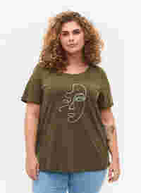 T-skjorte med glittermønster i bomull, Ivy G. Shimmer Face, Model
