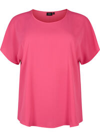 Bluse med korte ermer og rund hals