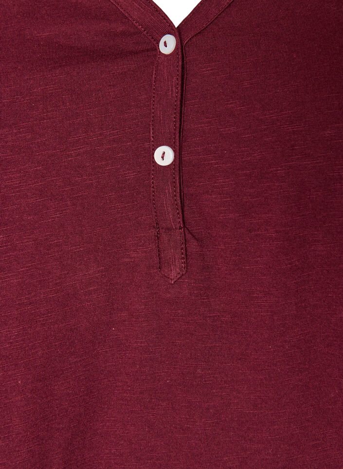 Langermet t-skjorte med V-hals og knapper, R&oslash;d, Packshot image number 2