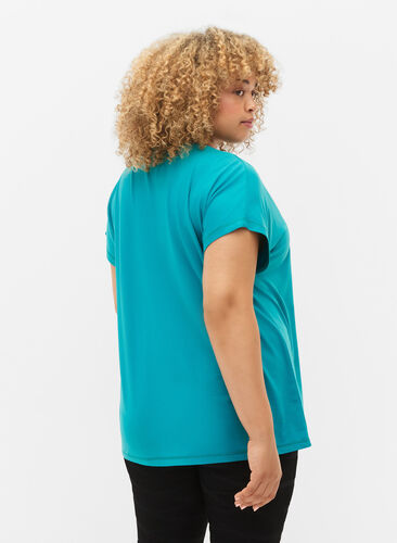 Kortermet trenings T-skjorte, Deep Peacock Blue, Model image number 1