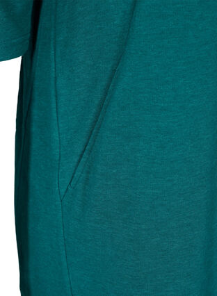 Kampanjevare - Bomullskjole med lommer og 3/4-ermer, Teal Green Melange, Packshot image number 3