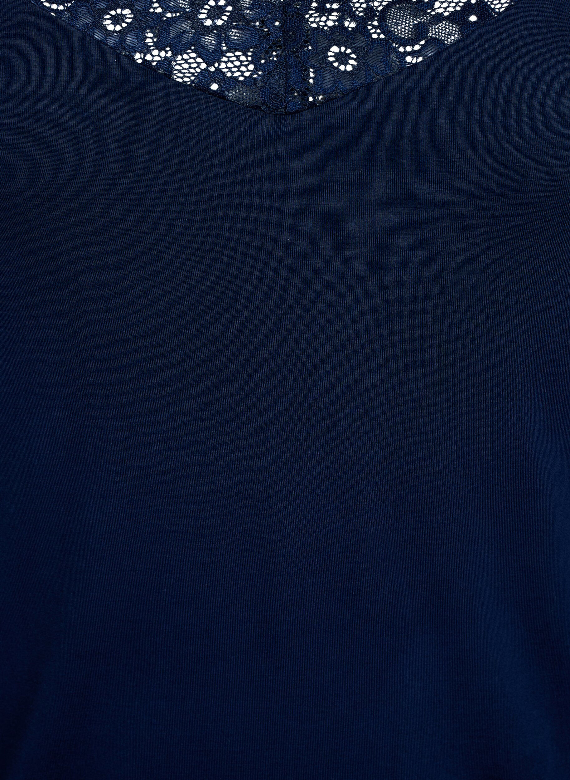 Zizzi Viscose-topp med blondedetaljer, Bl&aring;, Packshot image number 2