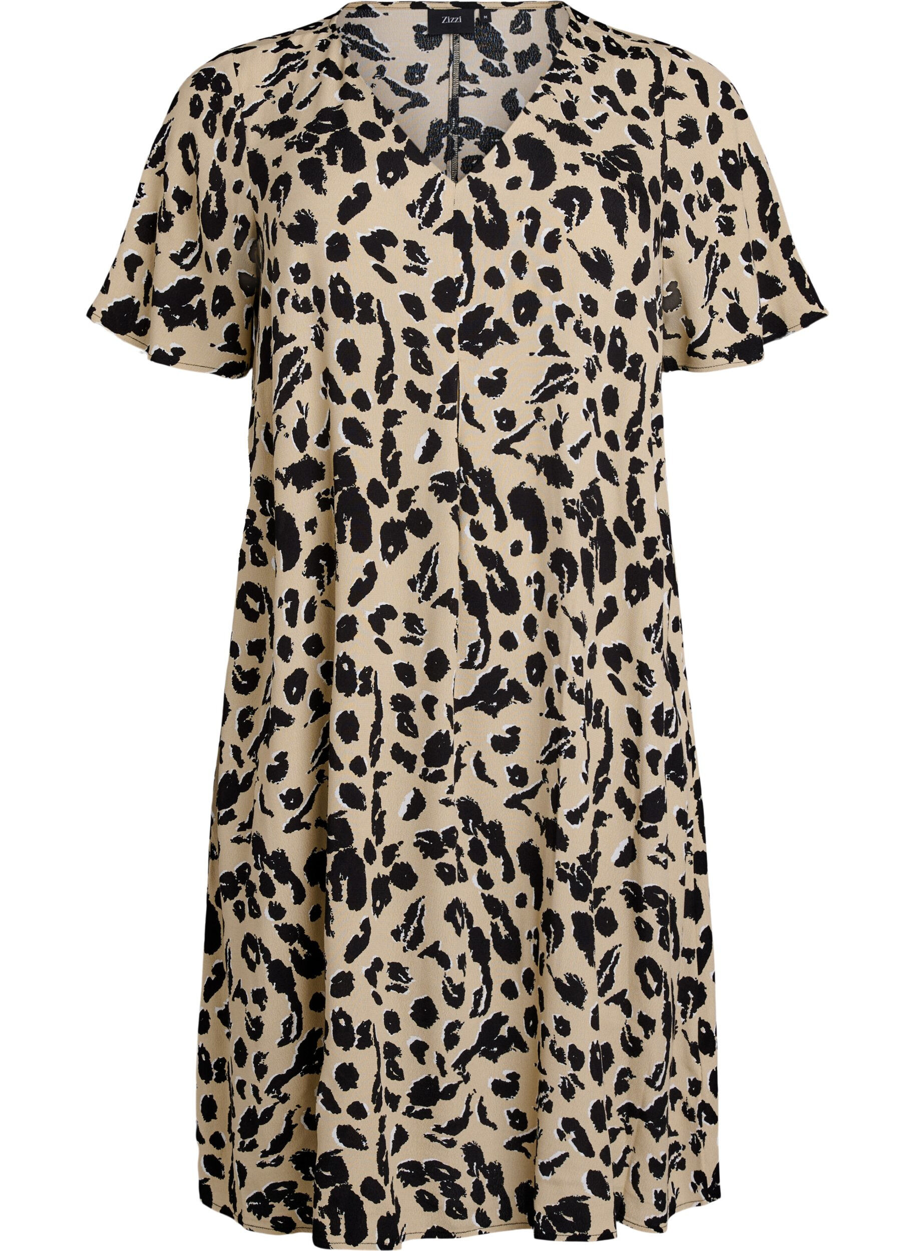 Zizzi Viskose A-linjekjole, Beige, Packshot image number 0