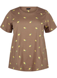 T-skjorte i økologisk bomull med sitroner, Coca M. Lemon Emb. T-skjorte i økologisk bomull med sitroner