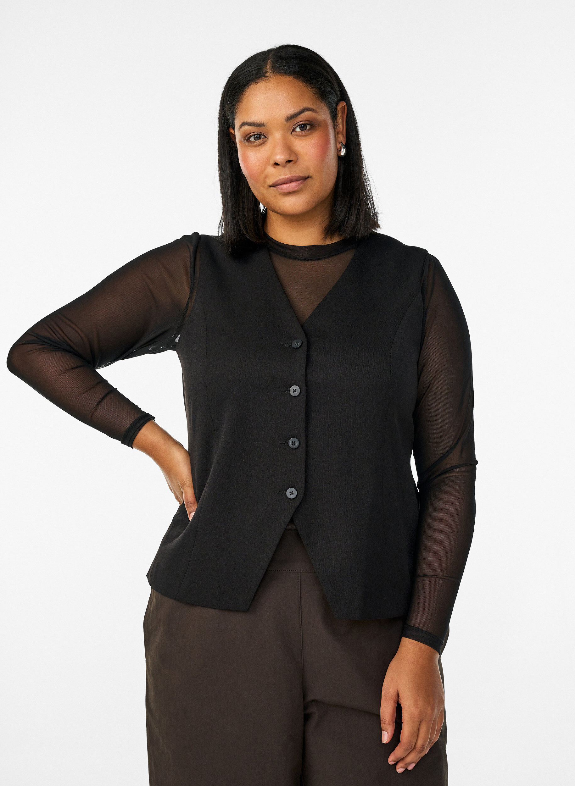 Vest med knappelukking, Svart, Model