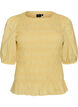 Smockbluse med volangkant og b&aring;thals, Gul, Packshot image number 0