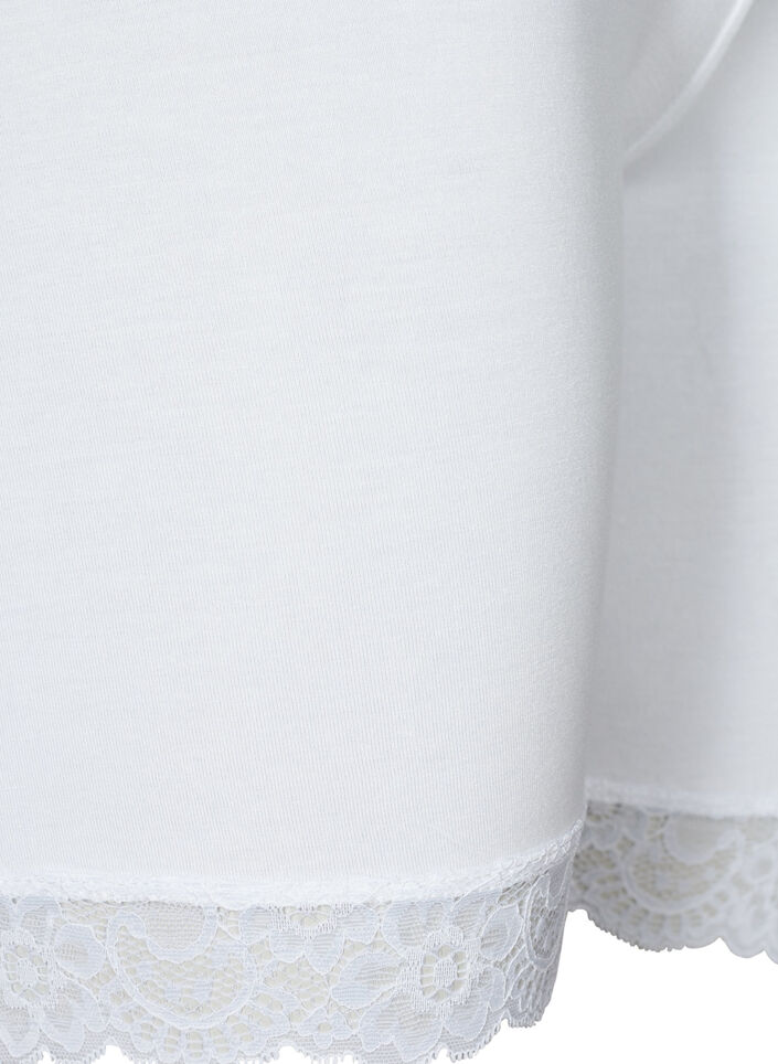 Sykkelshorts med blondekant, Hvit, Packshot image number 3