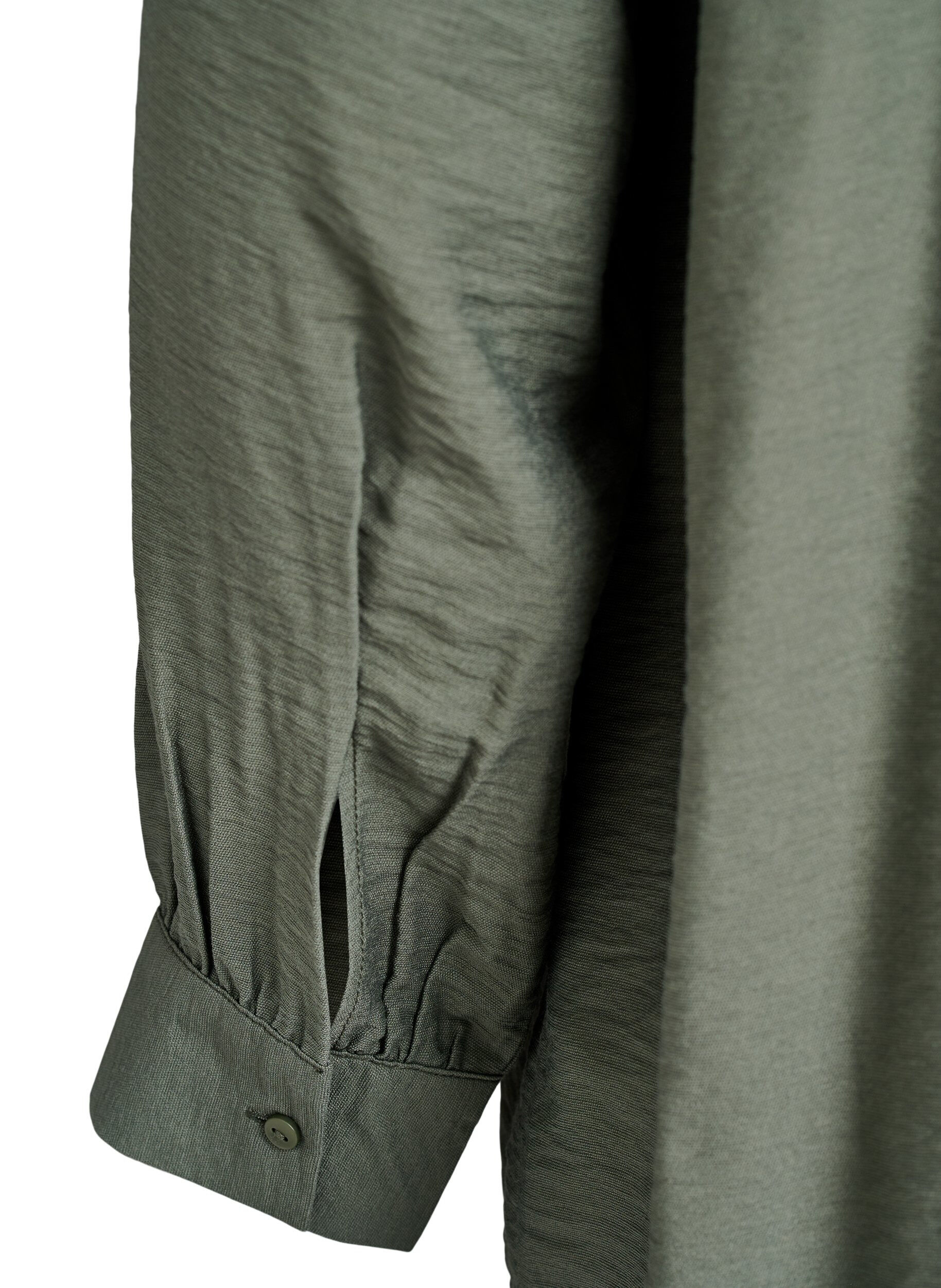 Zizzi Viskoseskjorte med A-linjeform, Gr&oslash;nn, Packshot image number 3